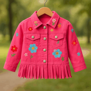 Pink Floral Fringe Jacket