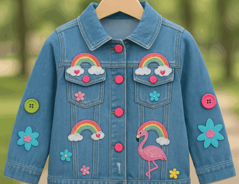 Rainbow Floral Denim Jacket