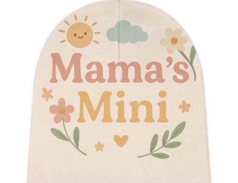 Mama’s Mini Baby Beanie – Cute Floral Infant Hat for Playful Moms