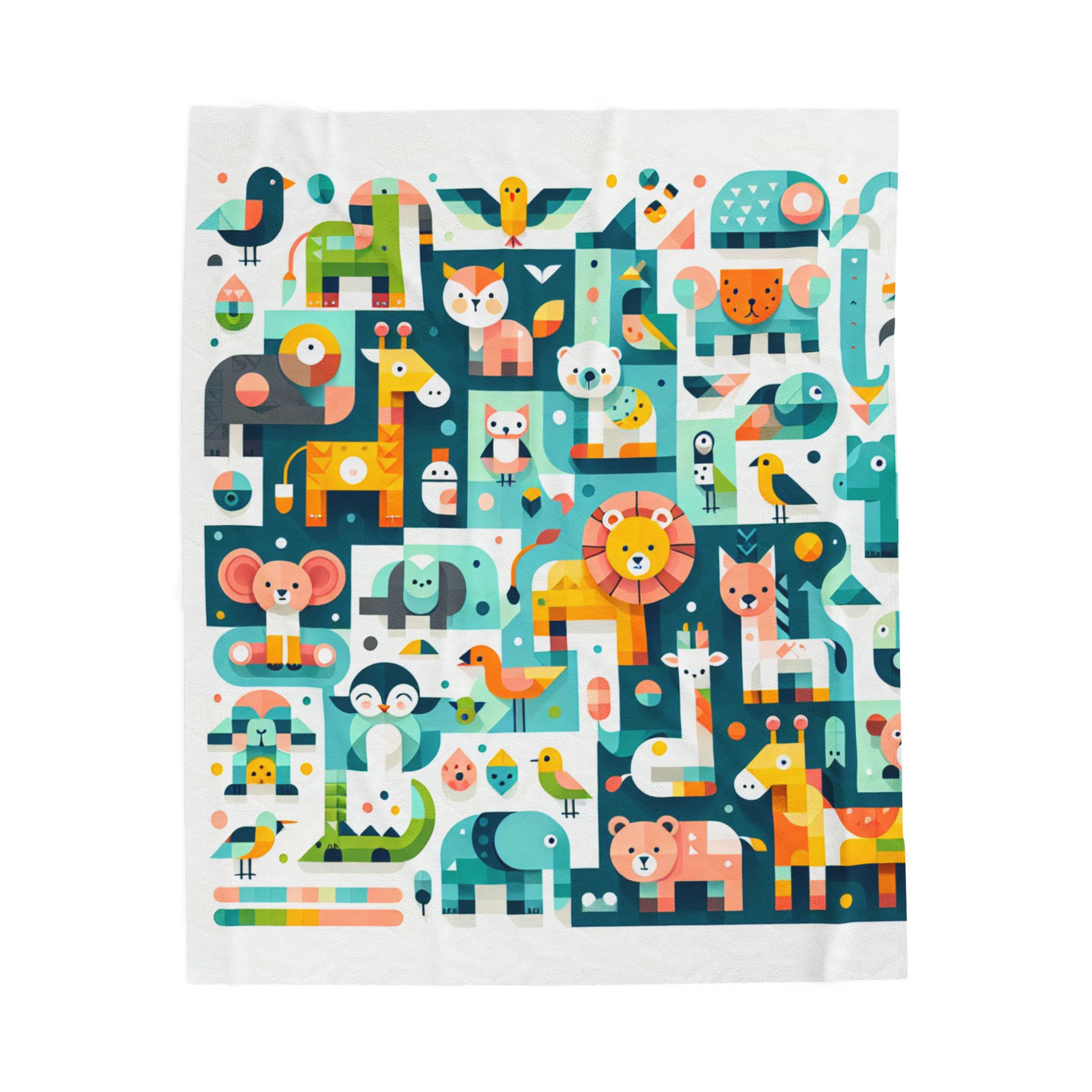 Colorful Animal Pattern Velveteen Plush Blanket for Kids