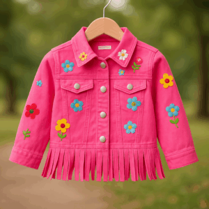 Floral Fringe Button Jacket